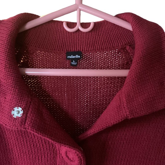 Rafaella Cable Knit Button Cover Snap Up Short Sweater Size L - Picture 2 of 4